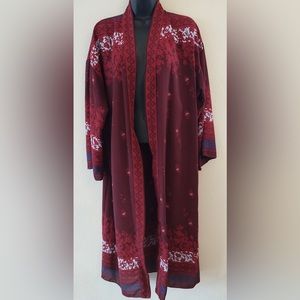 Chelsea and Violet $118 red burgundy long sleeve open front duster M